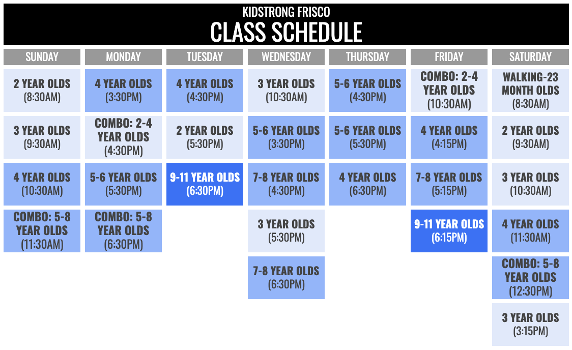 KidStrong Frisco Schedule