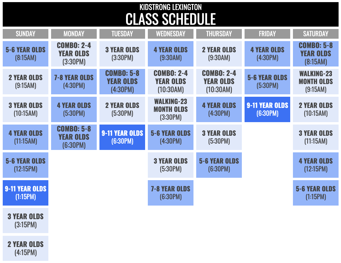 KidStrong Lexington Schedule