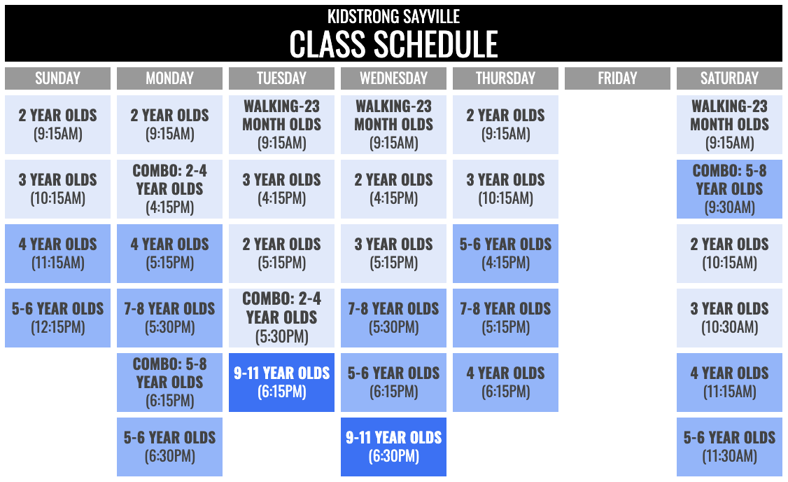KidStrong Sayville Schedule