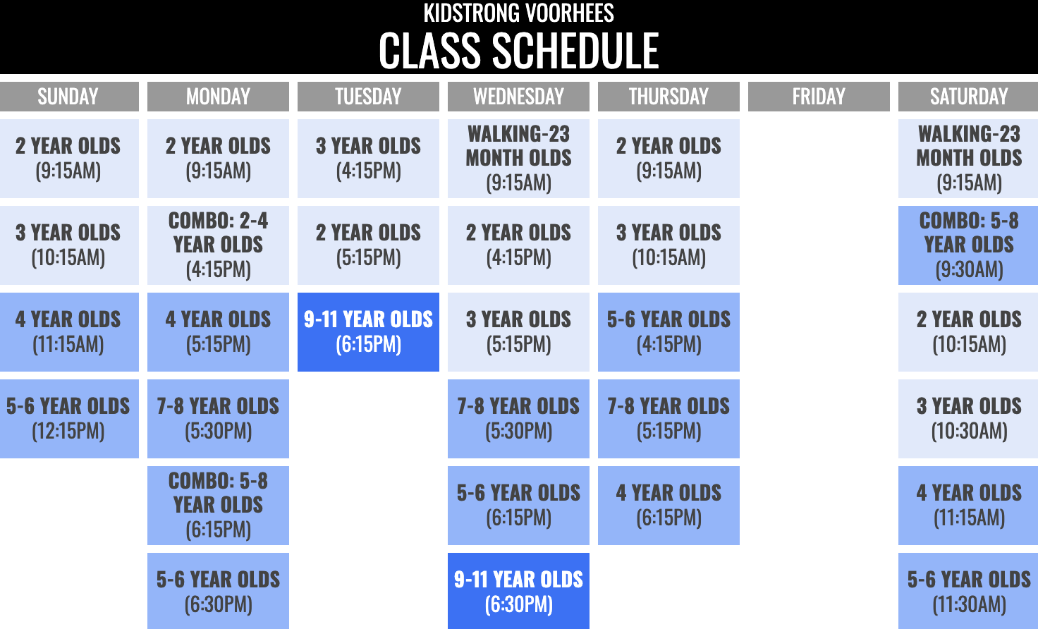 KidStrong Voorhees Schedule