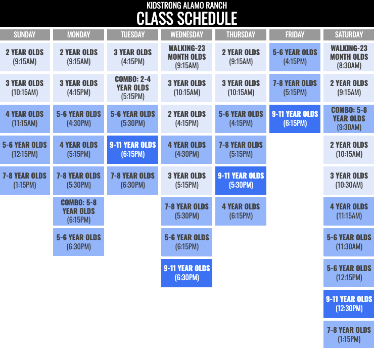KidStrong Alamo Ranch Schedule