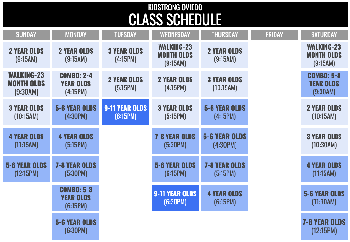 KidStrong Oviedo Schedule