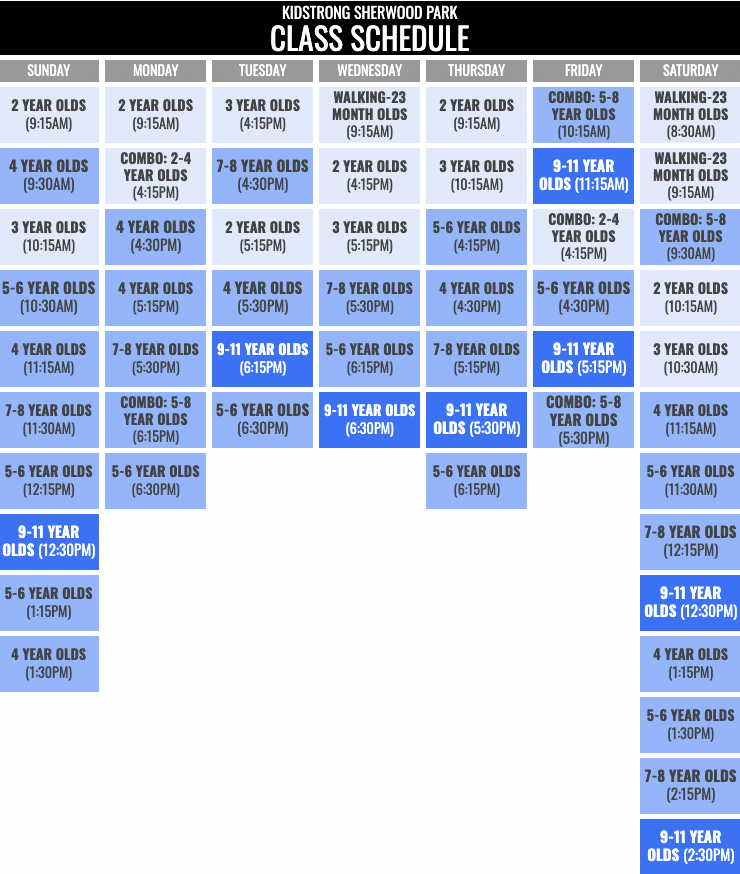 KidStrong Sherwood Park Schedule