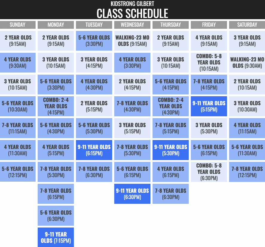 KidStrong Gilbert Schedule