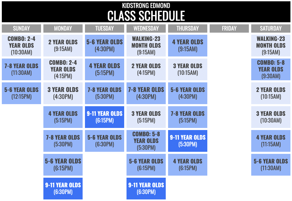 KidStrong Edmond Schedule