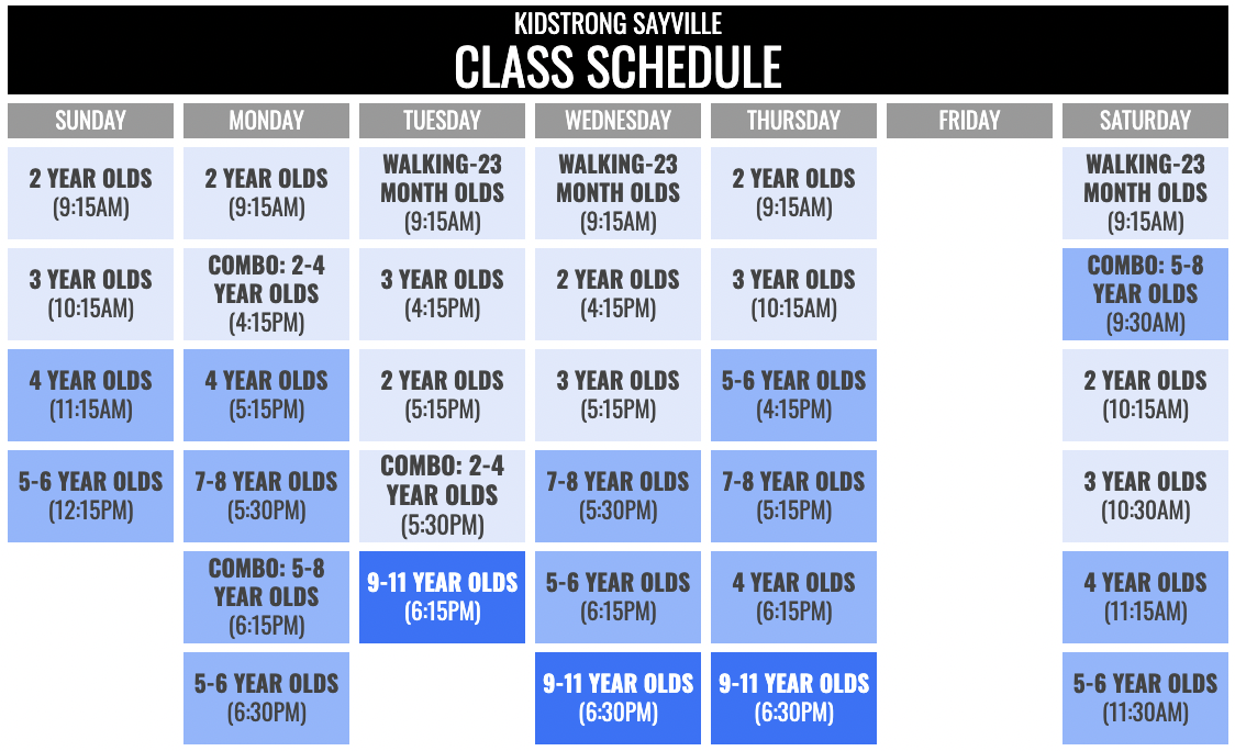 KidStrong Sayville Schedule