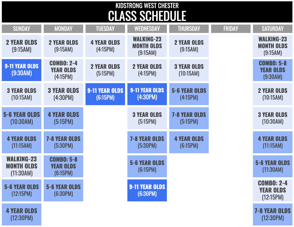 KidStrong West Chester Schedule