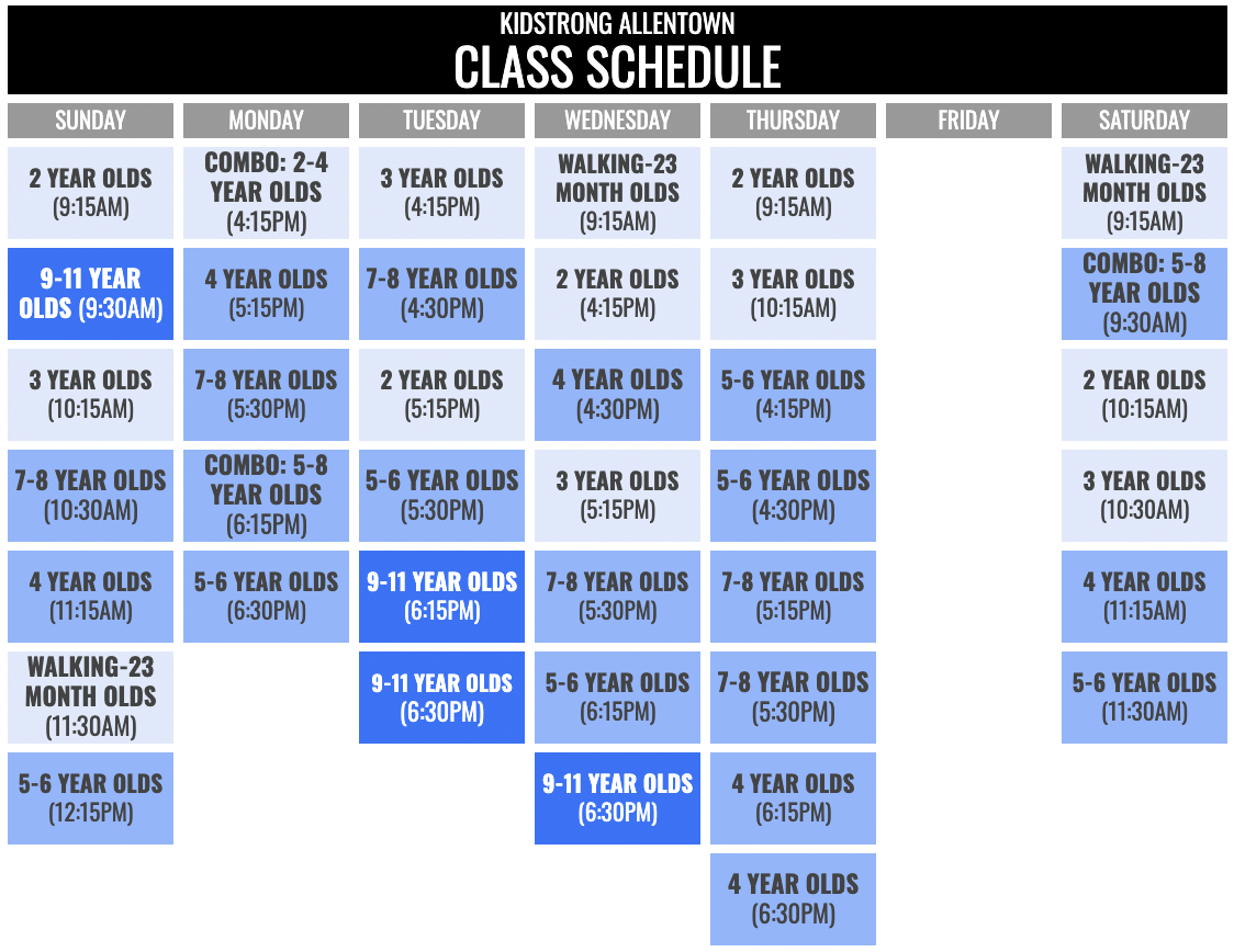 KidStrong Allentown Schedule