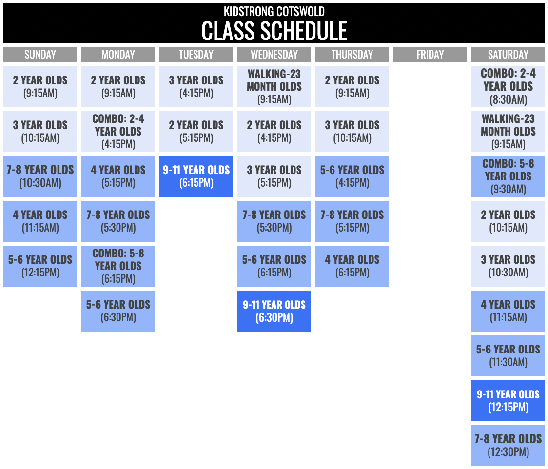 KidStrong Cotswold Schedule