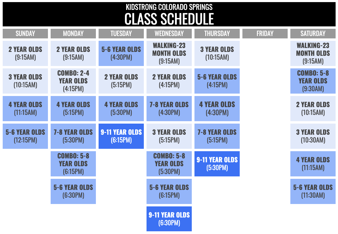 KidStrong Colorado Springs Schedule