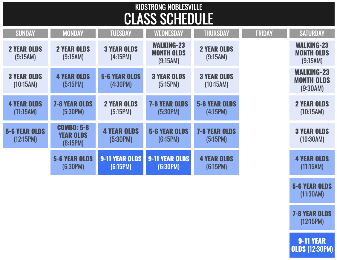 KidStrong Noblesville Schedule