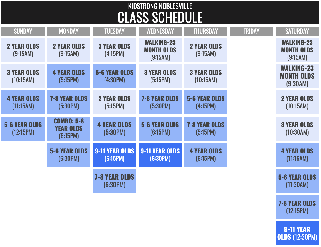 KidStrong Noblesville Schedule