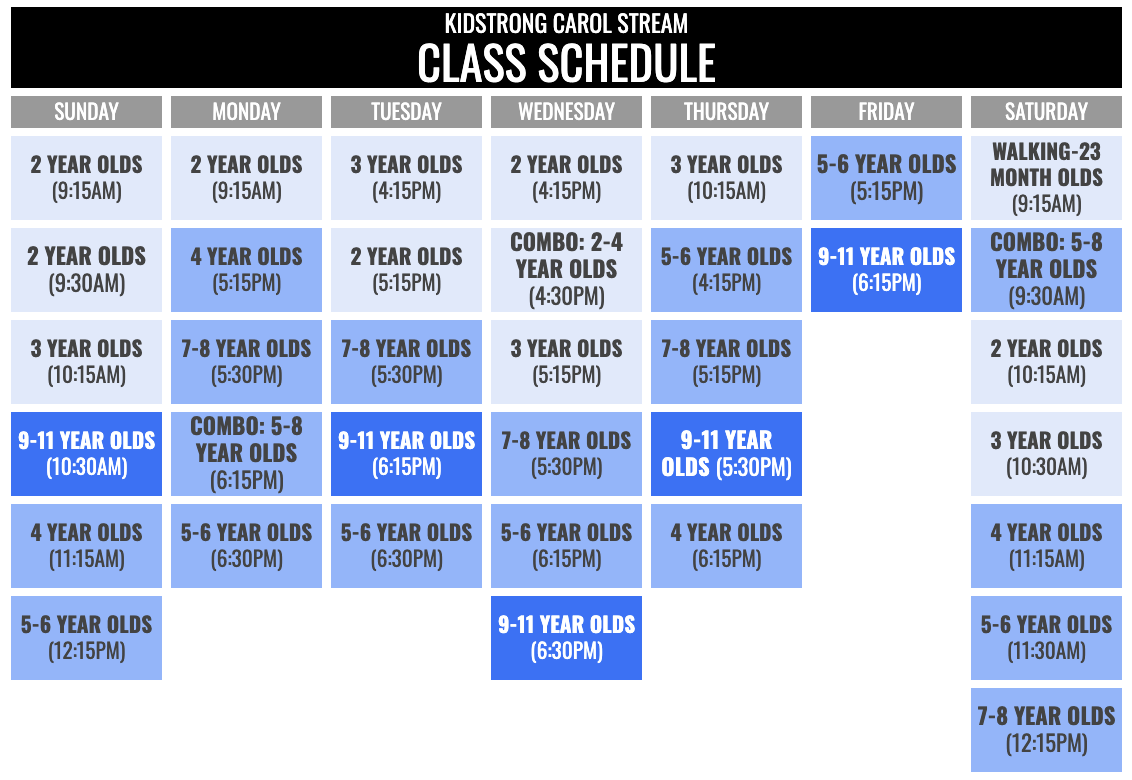 KidStrong Carol Stream Schedule