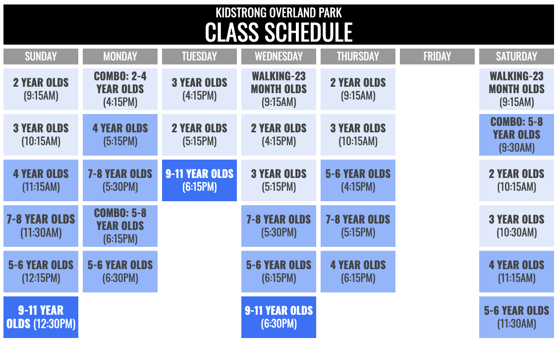 KidStrong Overland Park Schedule