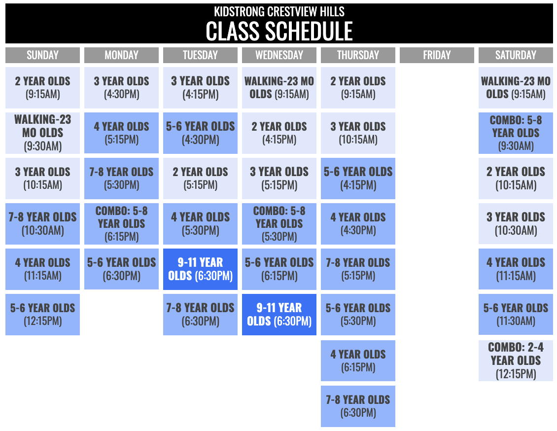 KidStrong Crestview Hills Schedule