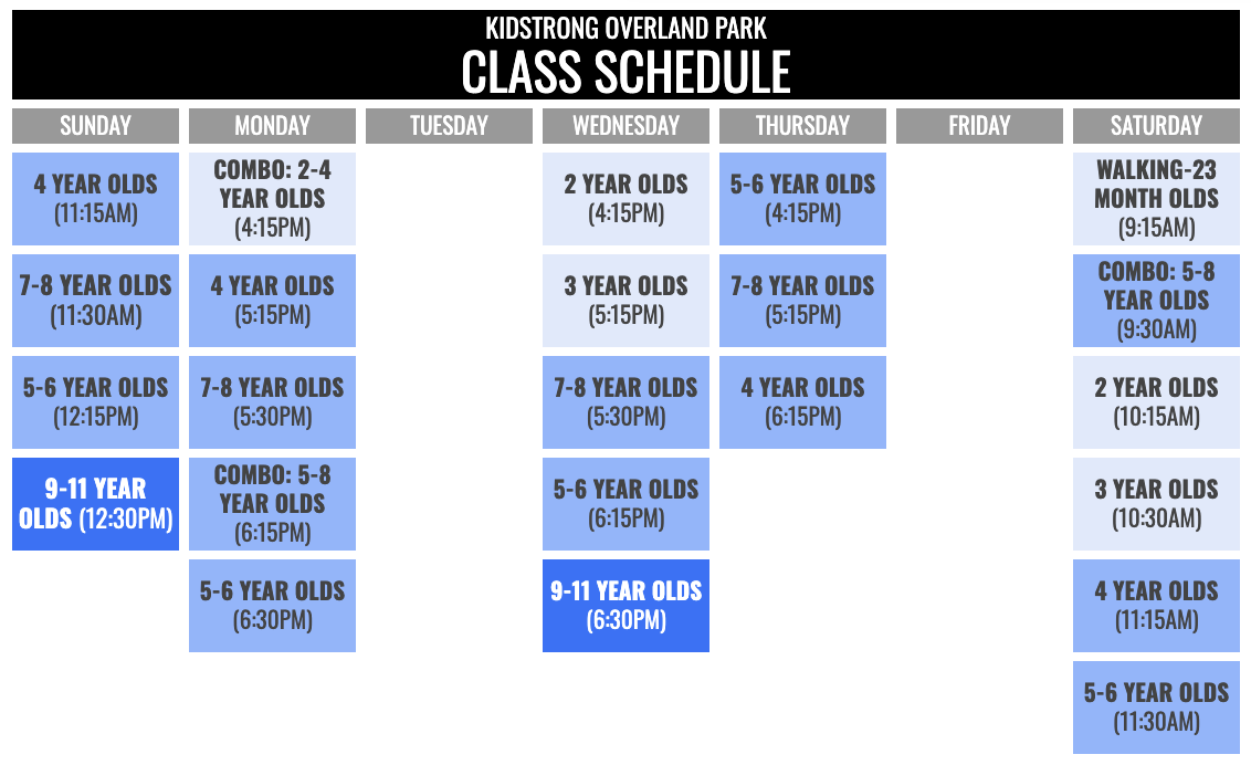 KidStrong Overland Park Schedule