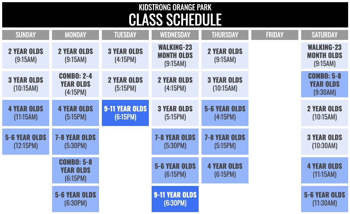 KidStrong Orange Park Schedule