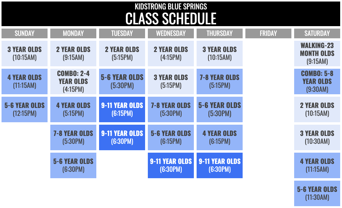 KidStrong Blue Springs Schedule
