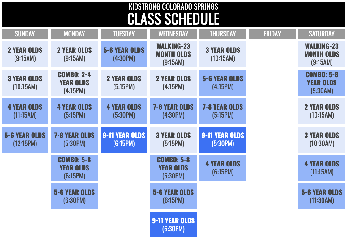 KidStrong Colorado Springs Schedule