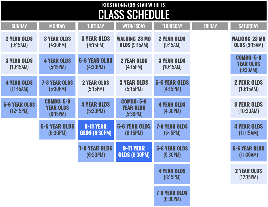 KidStrong Crestview Hills Schedule