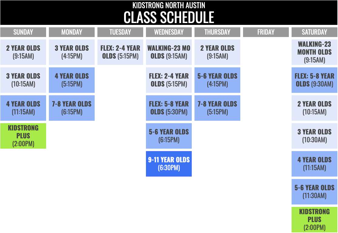 KidStrong North Austin Schedule