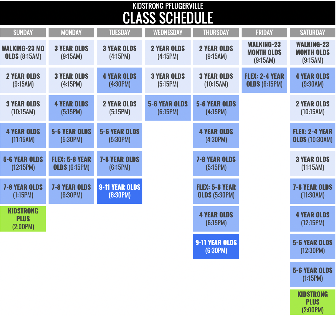 KidStrong Pflugerville Schedule