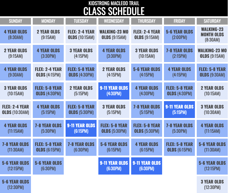 KidStrong MacLeod Trail Schedule