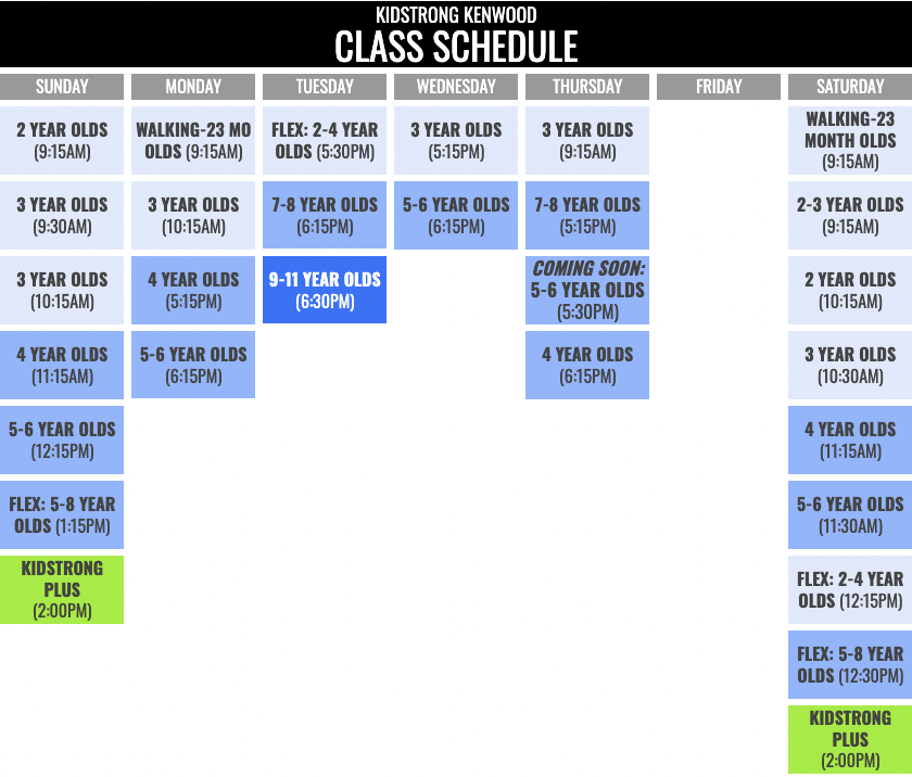 KidStrong Kenwood Schedule