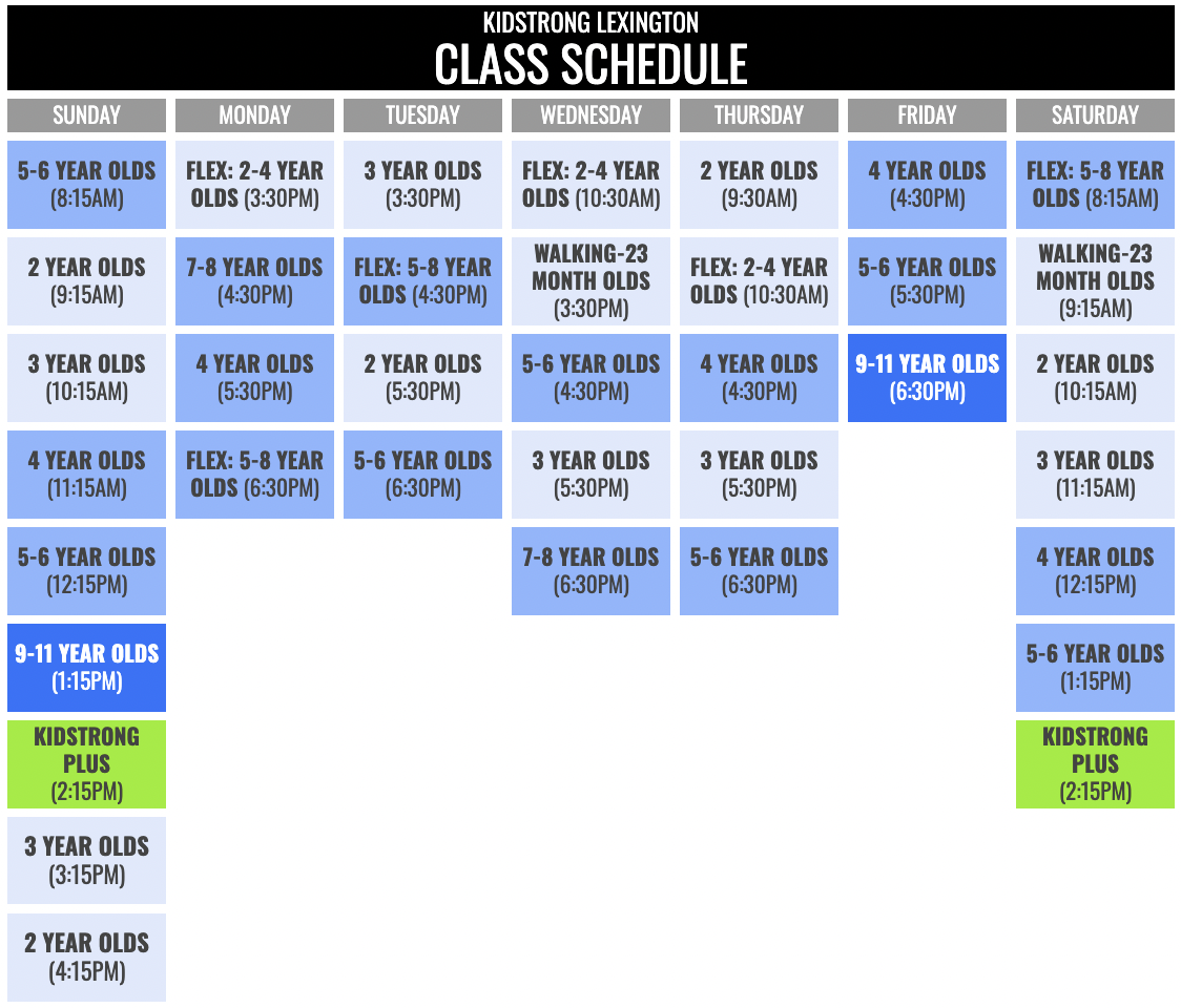 KidStrong Lexington Schedule