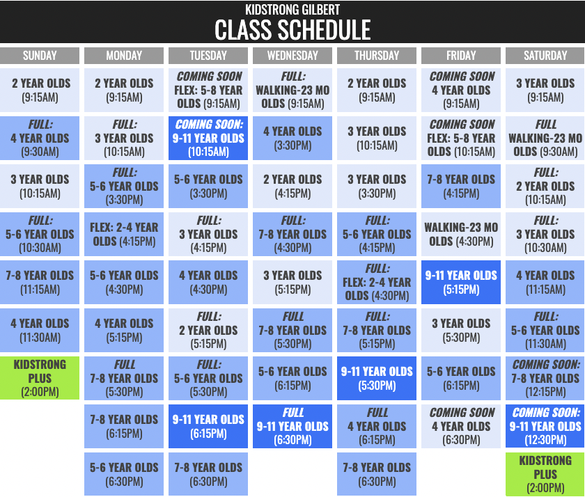 KidStrong Gilbert Schedule