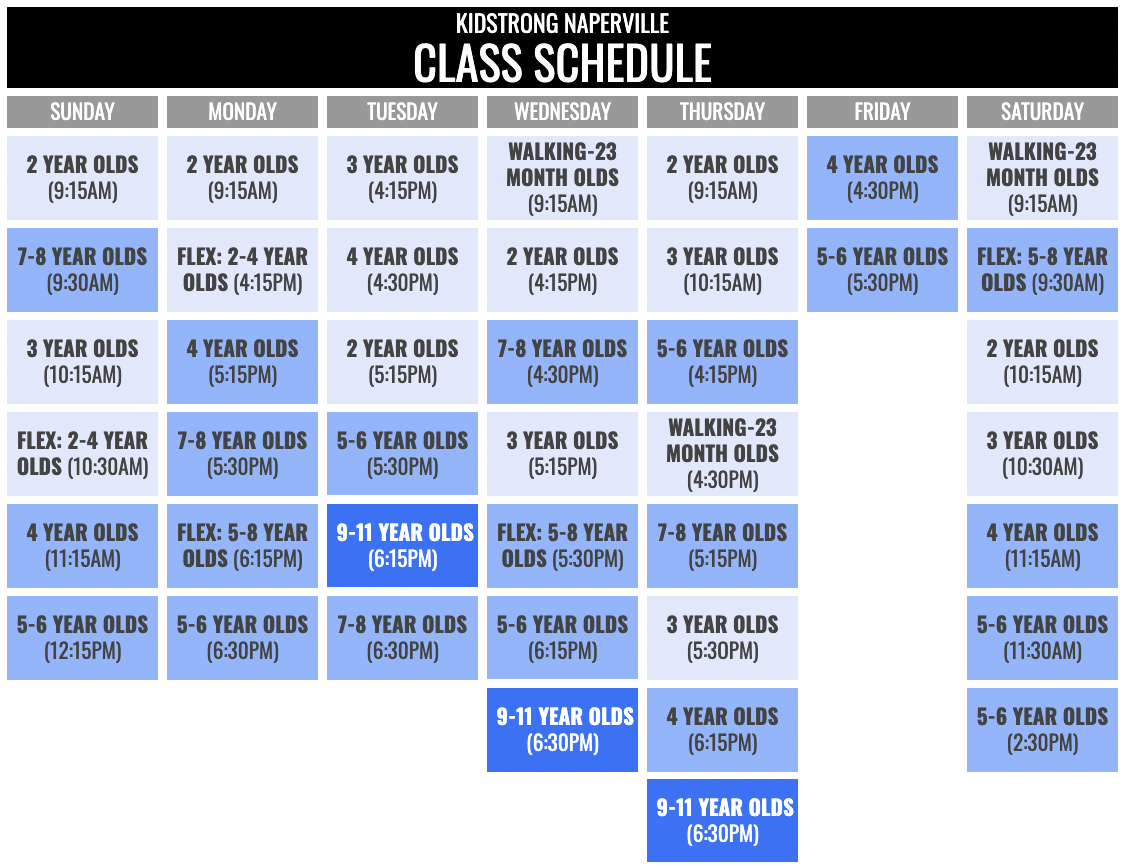 KidStrong Naperville Schedule
