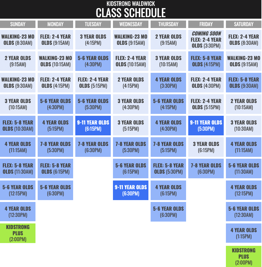 KidStrong Waldwick Schedule