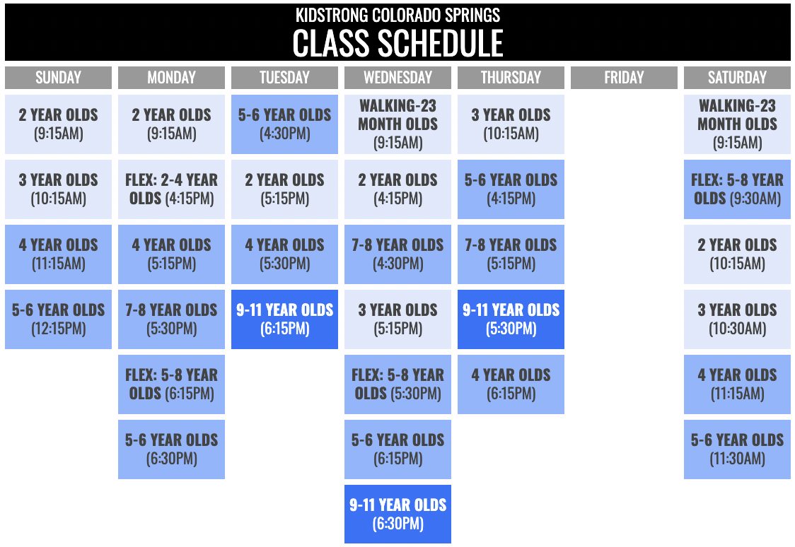 KidStrong Colorado Springs Schedule