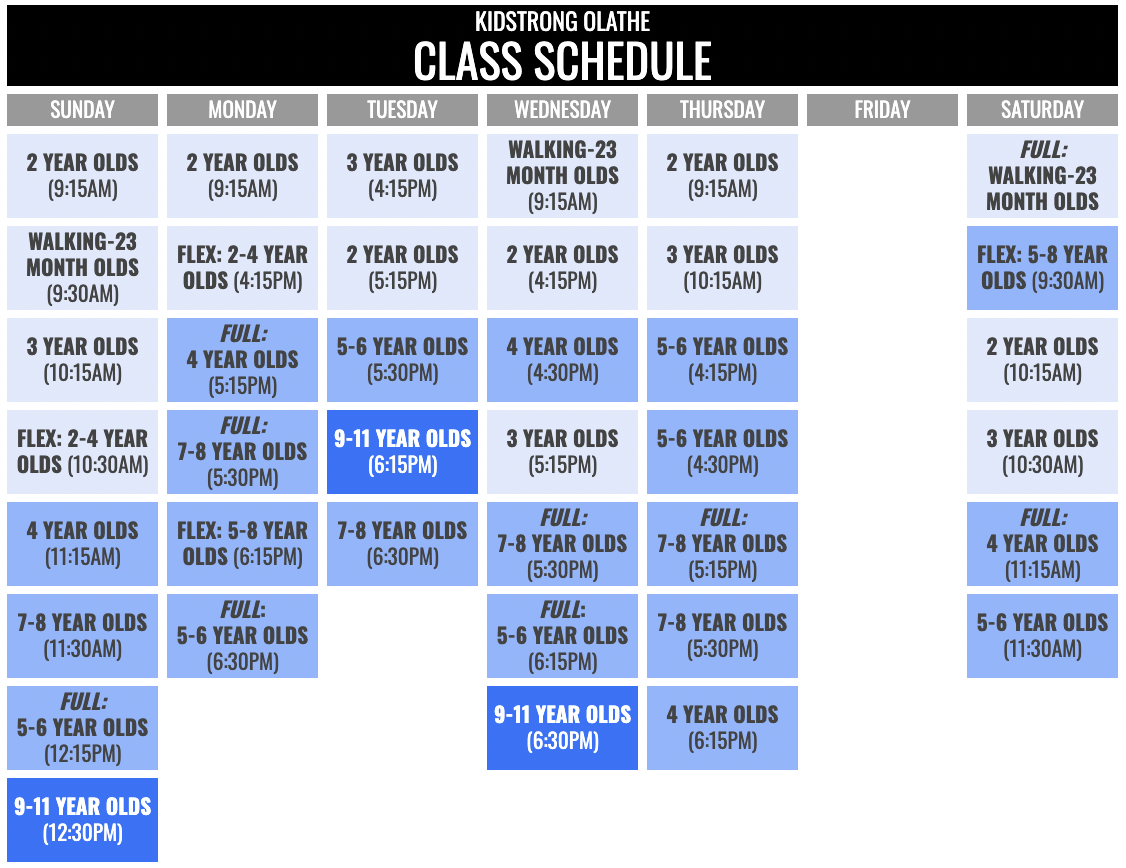 KidStrong Olathe Schedule