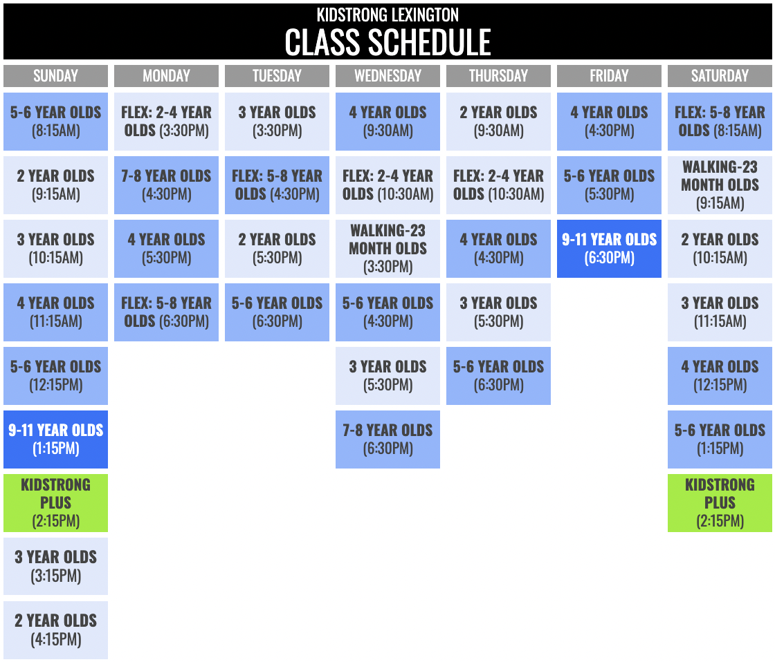 KidStrong Lexington Schedule