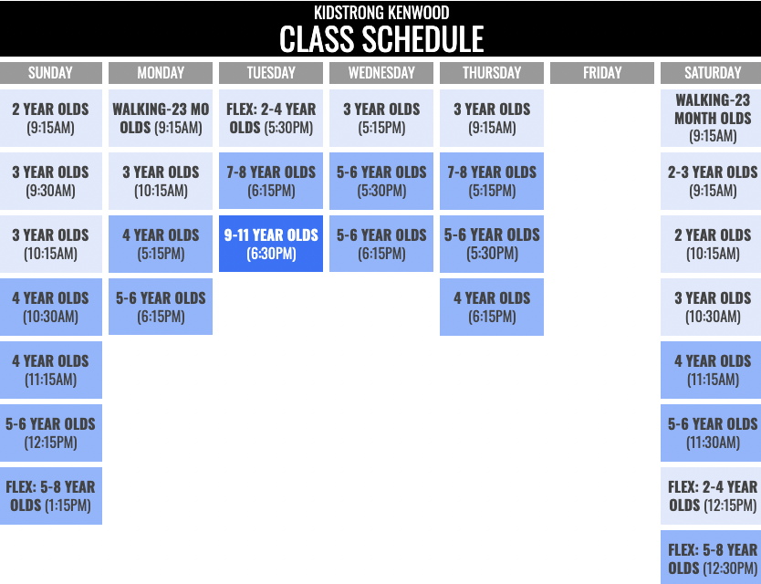 KidStrong Kenwood Schedule