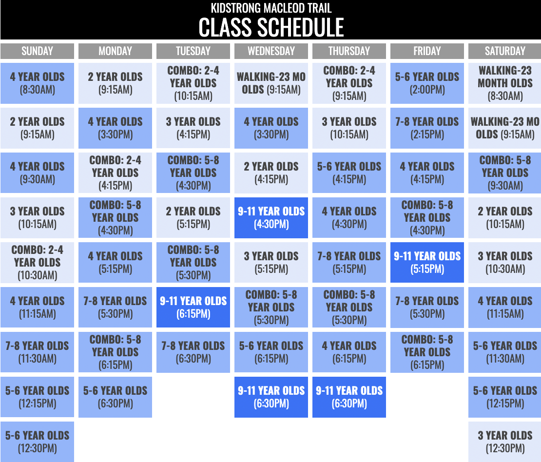 KidStrong MacLeod Trail Schedule
