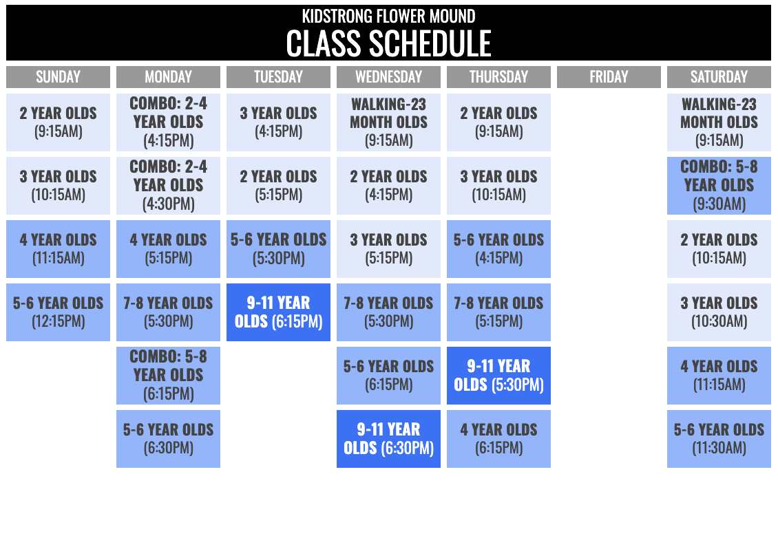 KidStrong Flower Mound Schedule