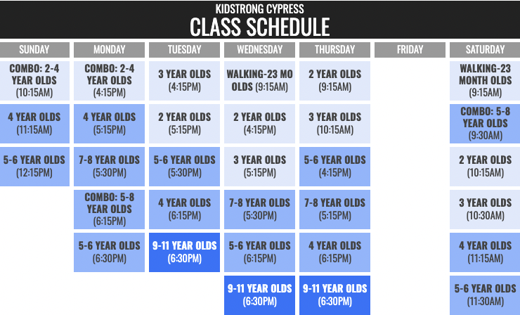 KidStrong Cypress Schedule