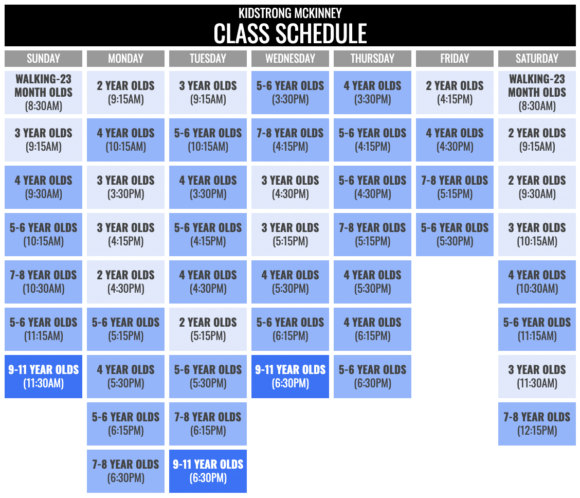 KidStrong McKinney Schedule