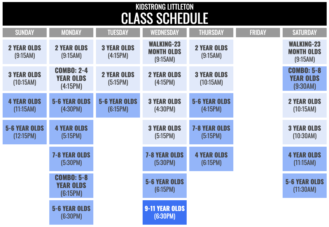 KidStrong Littleton Schedule