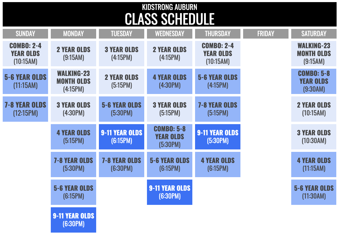 KidStrong Auburn Schedule