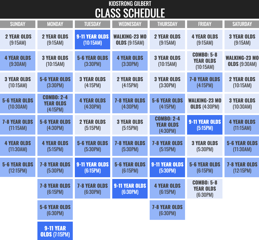 KidStrong Gilbert Schedule