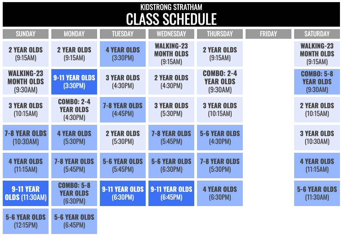 KidStrong Stratham Schedule