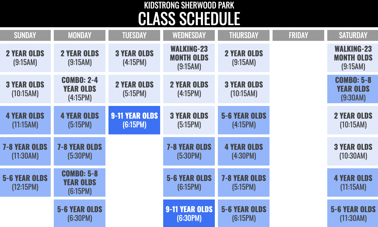 KidStrong Sherwood Park Schedule