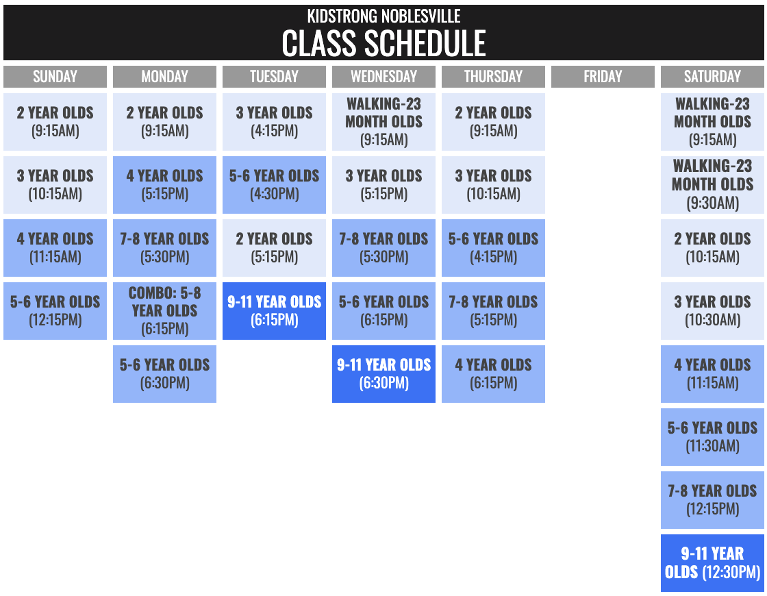KidStrong Noblesville Schedule