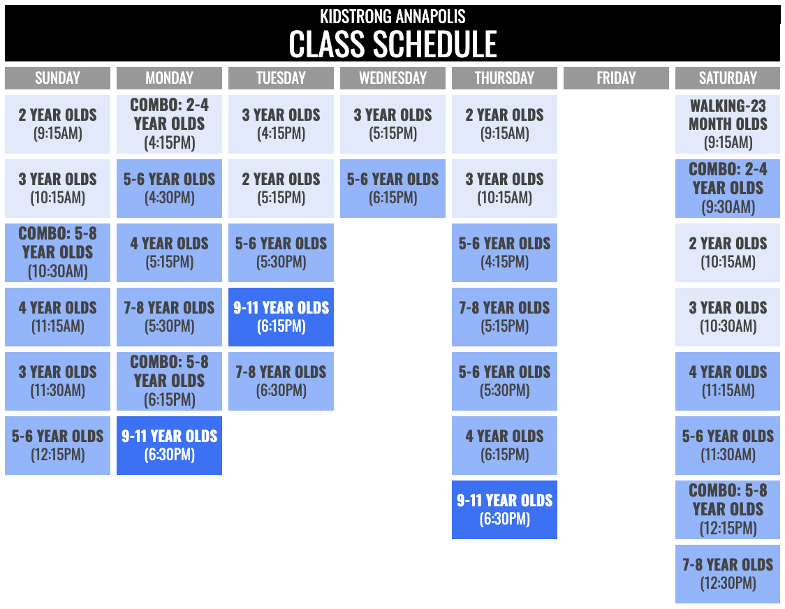 KidStrong Annapolis Schedule
