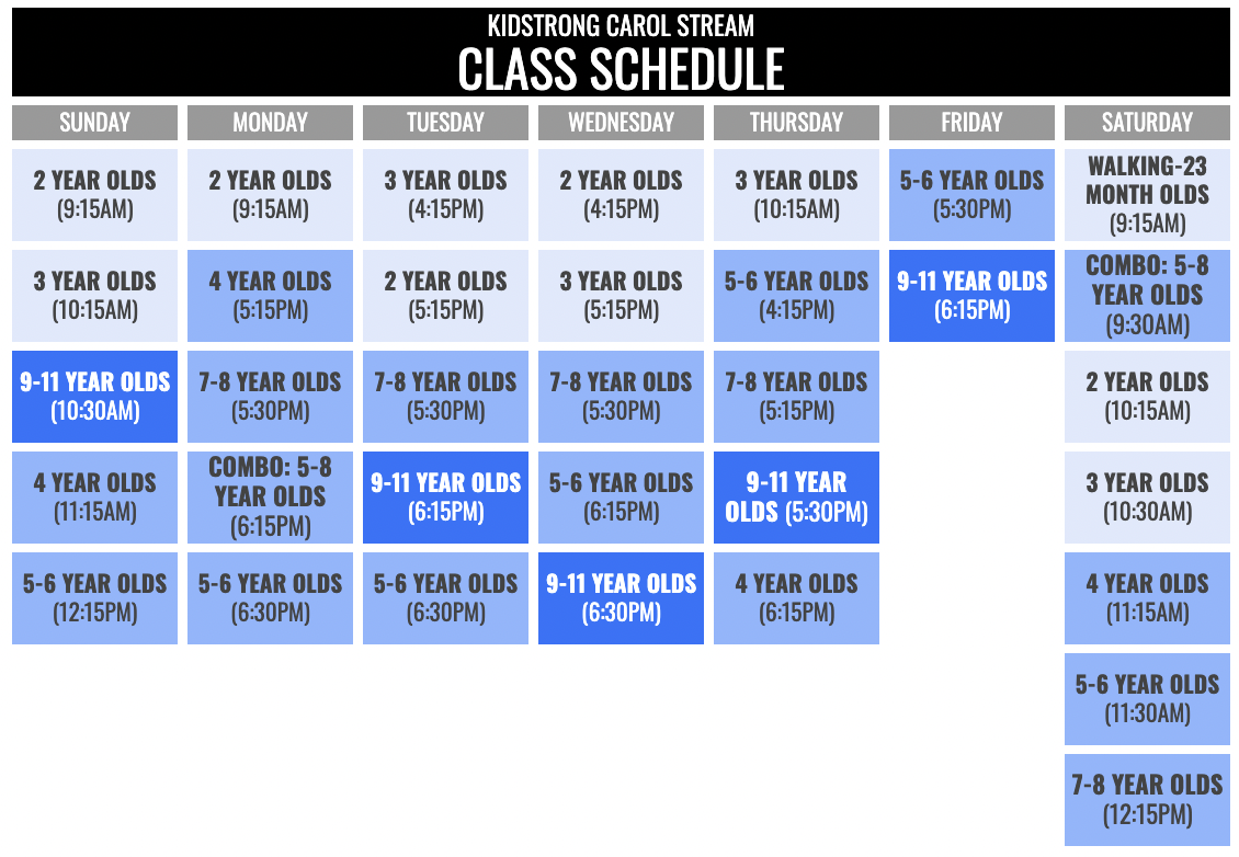 KidStrong Carol Stream Schedule