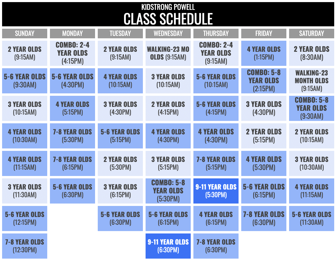 KidStrong Powell Schedule