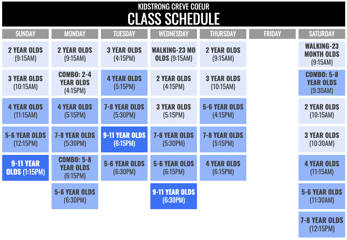 KidStrong Creve Coeur Schedule